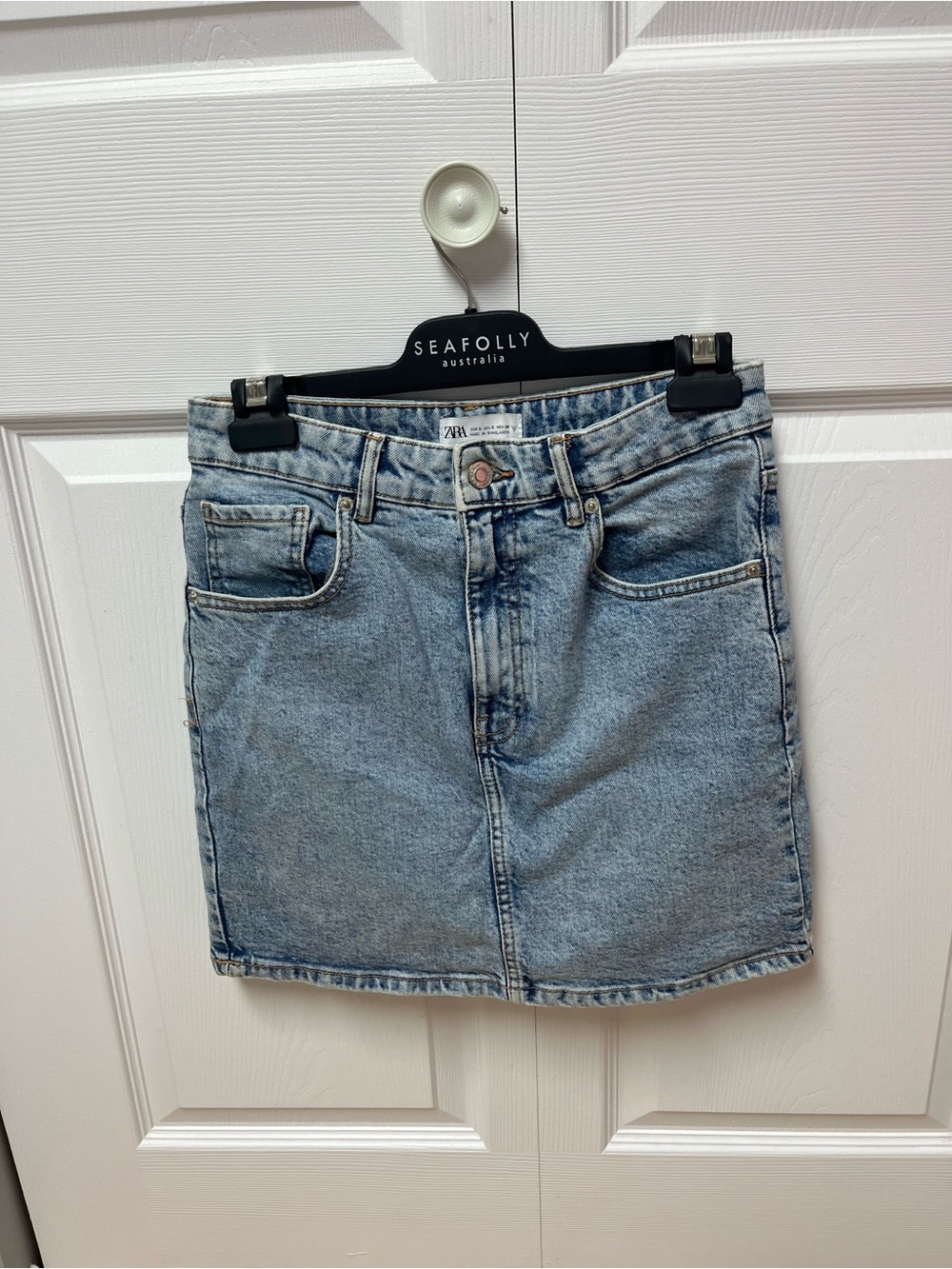 ZARA Light Wash Denim Mini Skirt